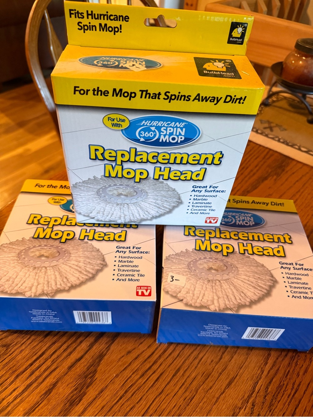NWT Three Hurricane Spin Mop Replacement Heads